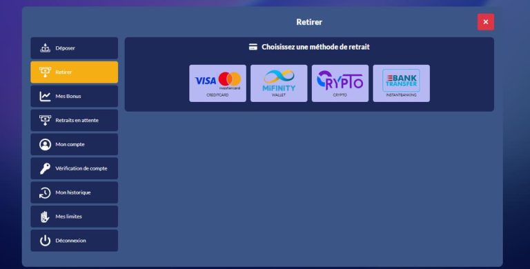 Shiny Wilds Casino moyens paiement retrait