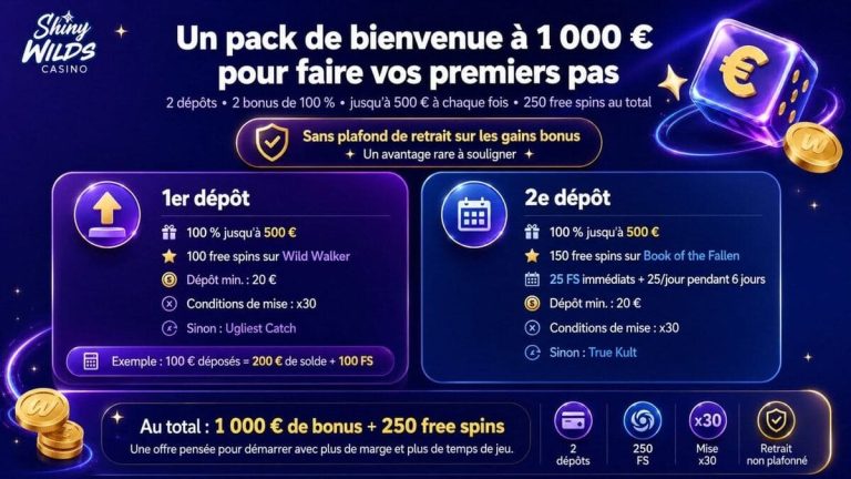 Shiny Wilds Casino pack bonus bienvenue